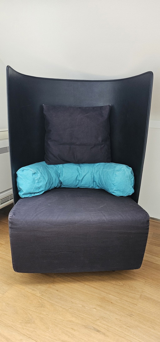 Poltrona lounge Zanotta Campo con schienale alto – fauteuils, Leather, Textile