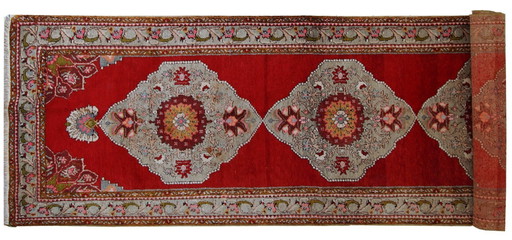 Runner turco Oushak vintage fatto a mano, 110 cm x 340 cm, anni '40 - 1C515