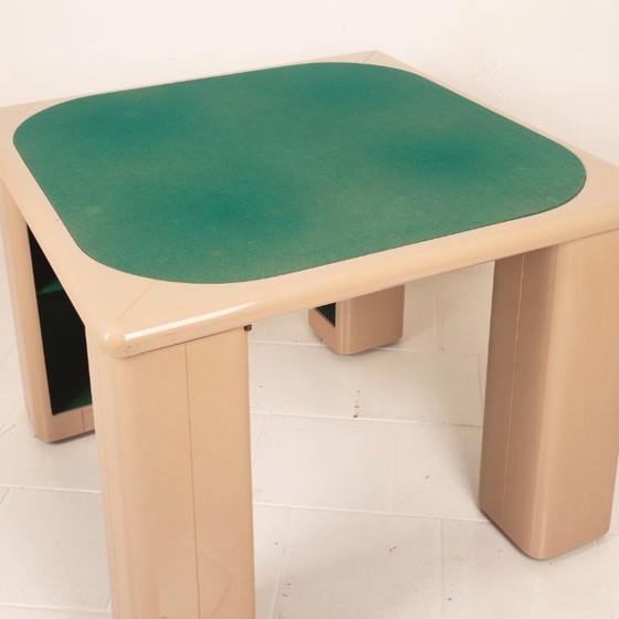 Pierluigi Molinari Lacquered Wood and Green Felt Game Table for Pozzi 1970, Dining tables, Beige (photo 11 of 21)