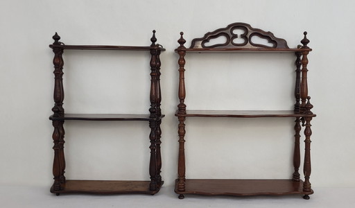 Pair of Napoleon III Mahogany Wall Shelves