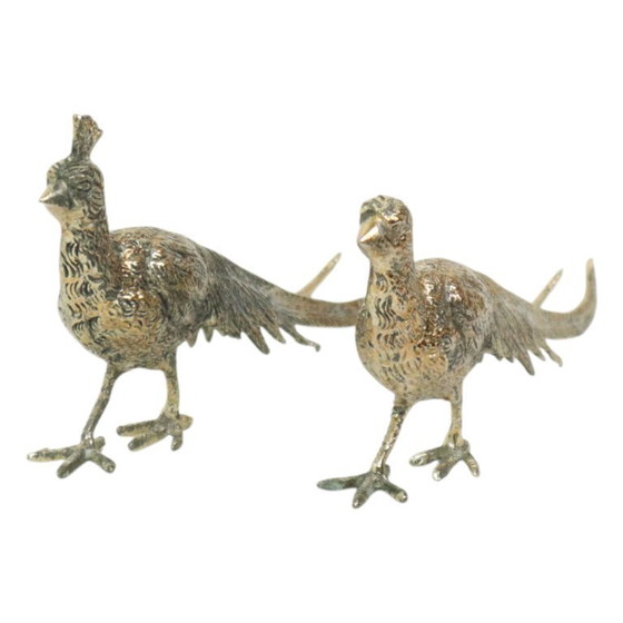 Image 1 of Paire de statues de faisans en métal
