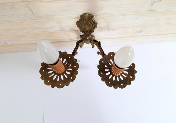 Image 1 of Lampada da parete vintage in ottone con cristalli, Jugoslavia 1970