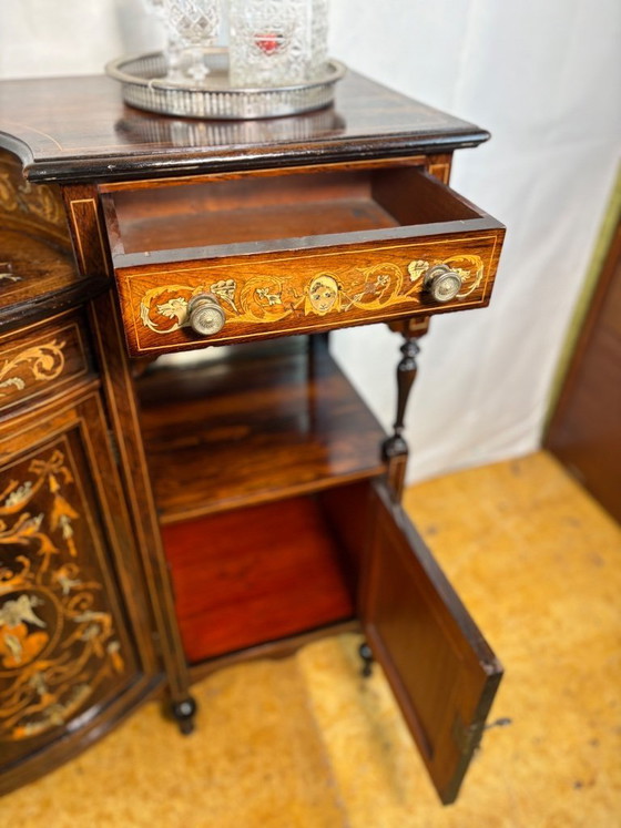 Image 1 of Antique English Sheraton Revival Rosewood Inlaid Server / Buffet – Late 19th Century