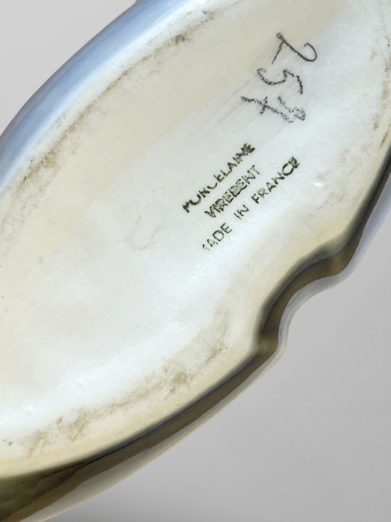 Image 1 of Virebent porcelain vase – stylized landscape decoration – organic design – Made in France – 18 cm