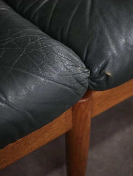 Image 1 of Vintage 1960s Eric Merthen Swedish design sofa in dark green