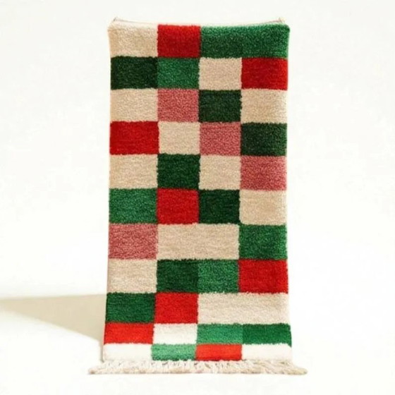 Tappeto runner marocchino natalizio – Lana a quadri rossi e verdi 300X70 – Tappeti, Wool (photo 2 of 7)