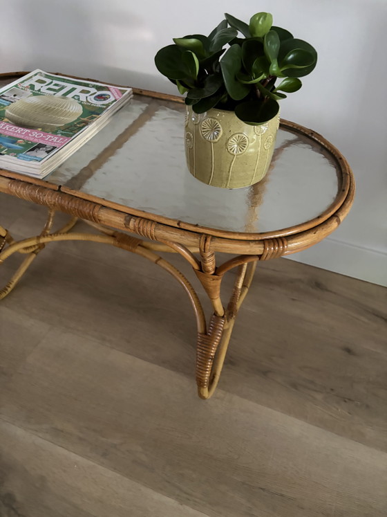 Rattan coffee table by Rohé Noordwolde, 1960s – Glass (photo 11 of 15)