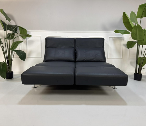 Image 1 of Divano Brühl Moule in pelle nero-blu, pezzo da esposizione