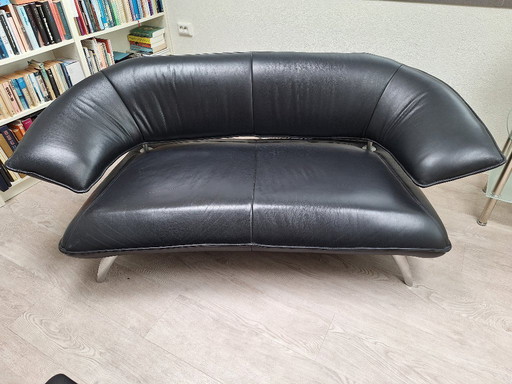 Banc 2 places en cuir noir de Bullfrog