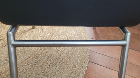 Image 1 of 2 sedie/poltrone in acciaio inossidabile e pelle nera