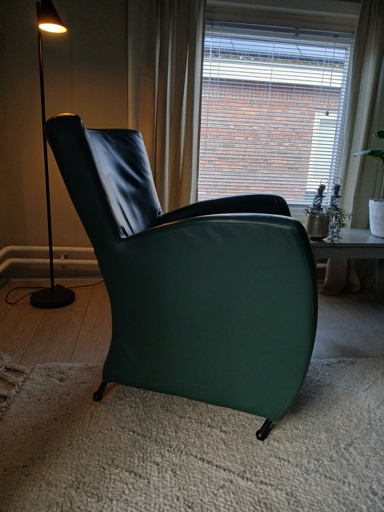 Image 1 of Leren designer stoel met voetenbank 