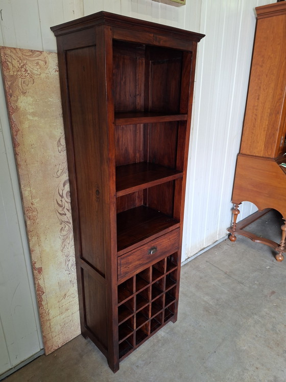 Image 1 of Bücherregal, Porzellanschrank, Weinschrank, Whiskybar aus Teakholz. Maße des Weinregals: 65 x 41 cm, Höhe: 190 cm.