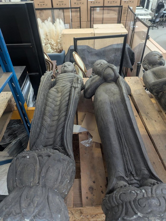 150 Cm Hoog 5 X Boeddha Beelden Van Gietsteen – Beeldhouwkunst, Stone (photo 4 of 8)