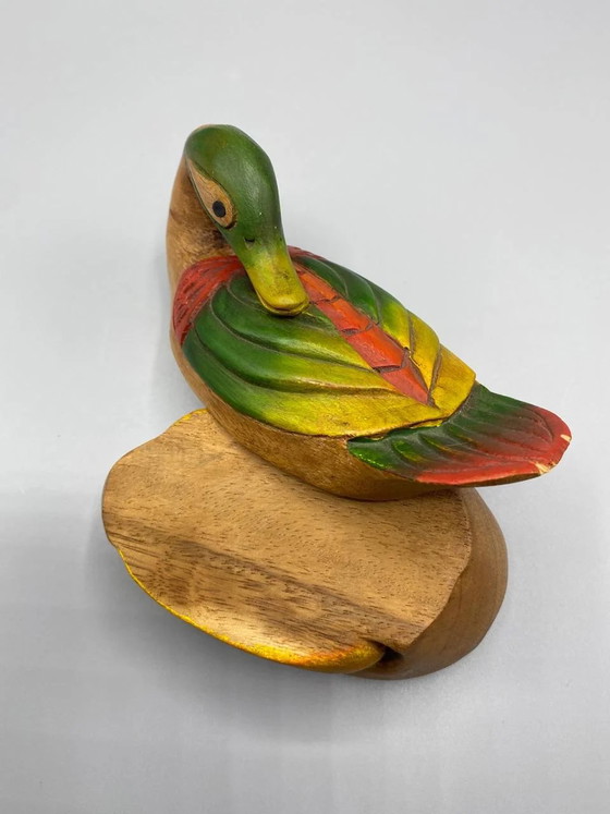 Ambachtelijk handbeschilderde, uit hout gesneden doos in de vorm van een wilde eend – Decoratieve objecten (photo 6 of 8)