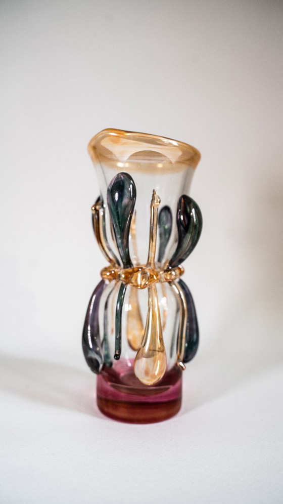 Image 1 of Ion Tamaian mouth-blown glass vase, signed