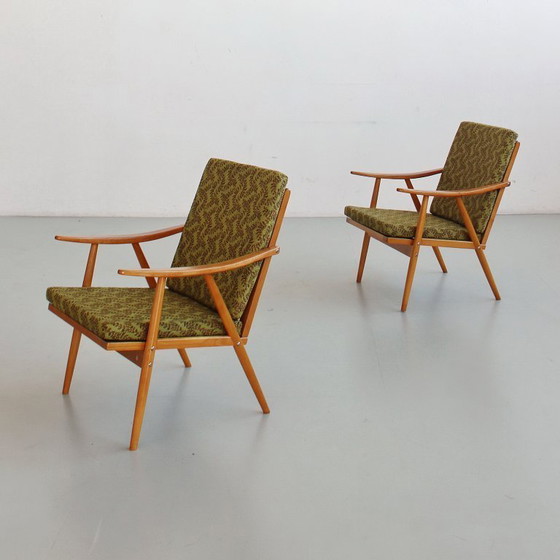 Image 1 of Een paar fauteuils uit het midden van de 20e eeuw, Tsjechoslowaakse TON-fabriek, vintage jaren 60/70.