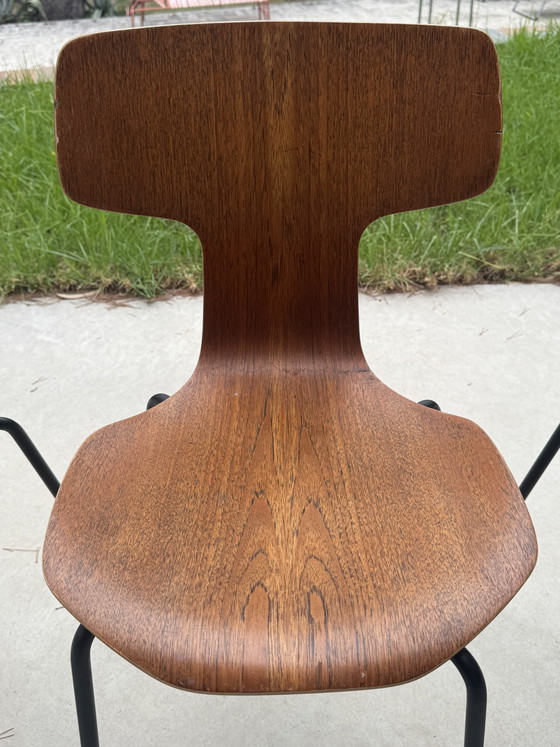 Set of 4 Arne Jacobsen 3103 "Hammer" Chairs — Fritz Hansen — 1960s – Dining chairs, Wood (photo 5 of 15)