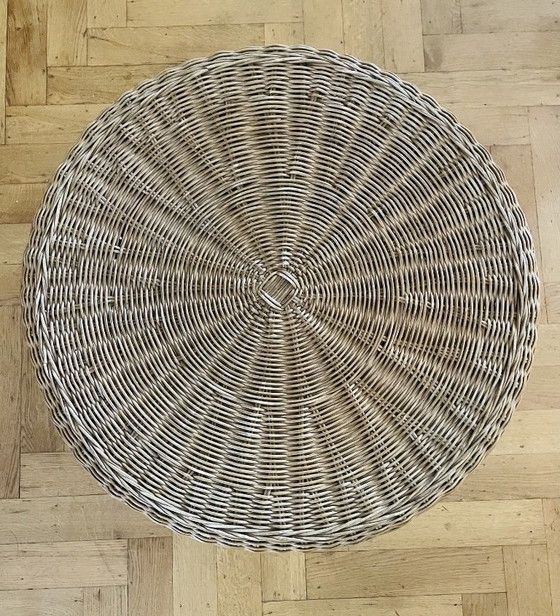 Vintage Mid-Century Rotan Salontafel – Jaren 50/60 – Rattan (photo 3 of 5)