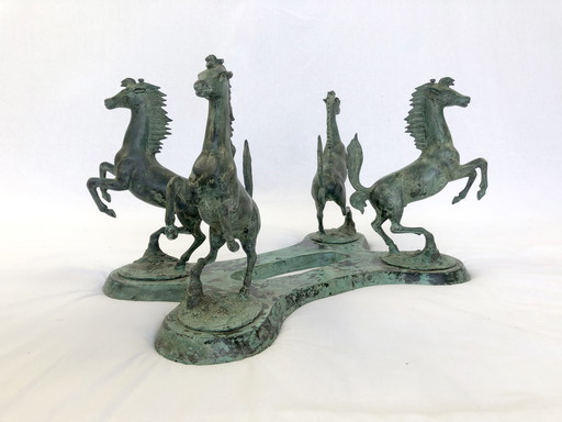 Bronze Horse Coffee Table with Glass Top