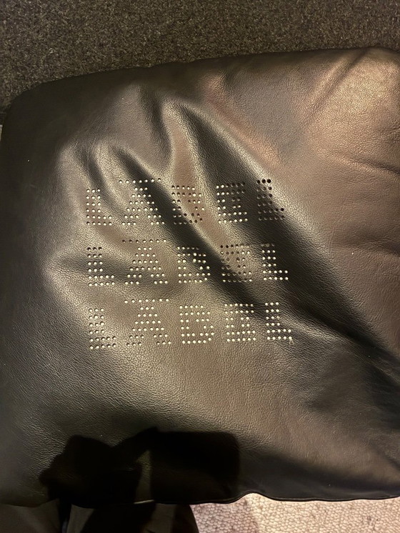 Image 1 of Sillón Label Gigi de fieltro gris con cojín de cuero negro de Gerard van den Berg