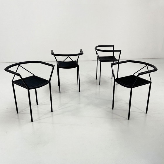 Set aus 4 Poltroncina Stühlen von Maurizio Peregalli für Zeus Noto, 1980er – Esszimmerstühle, Metal, Rubber (photo 2 of 10)