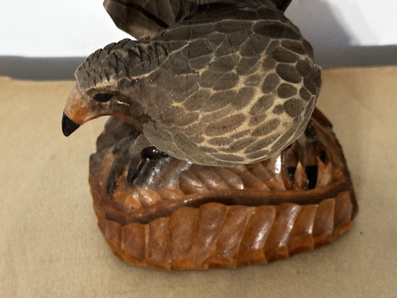 Image 1 of Aigle en bois sculpté - fabrication artisanale vintage Allemagne 