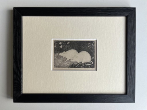 Jan Mankes 1889-1920 / Heliogravure 2 Mice 1923 – lithos zeefdrukken, Paper (photo 2 of 5)