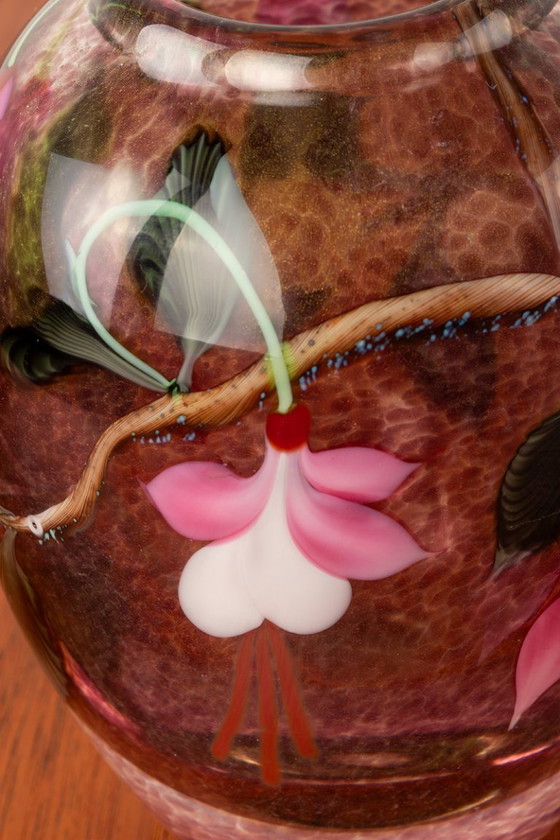 Image 1 of Jarrón de vidrio soplado estilo Art Nouveau de Ed Aleksander para Orient & Flume 1975.