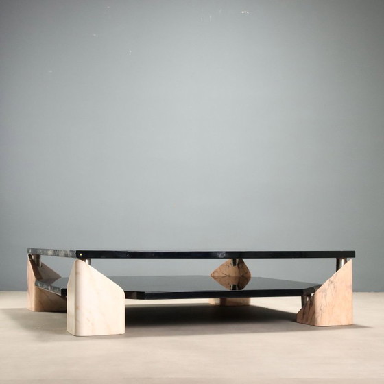 Vintage 1970s Coffee Table with Marble Bases – Side tables, Wood (photo 4 of 12)