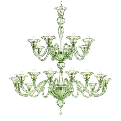 Zeitgenössischer monumentaler Kronleuchter aus Muranoglas mit Rigadin-Verzierungen