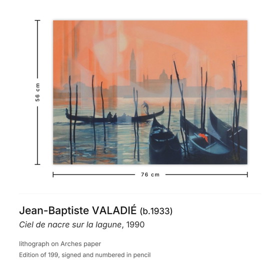 Image 1 of Jean-Baptiste VALADIÉ Perlmutthimmel über der Lagune Signierte Lithografie 1990