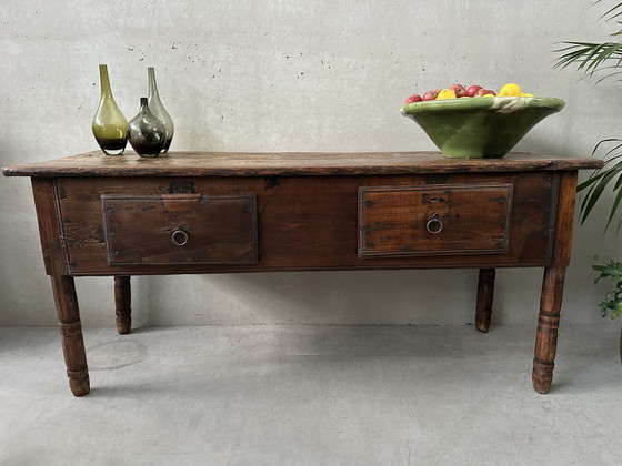 Image 1 of Antigua mesa auxiliar española - Siglo XIX