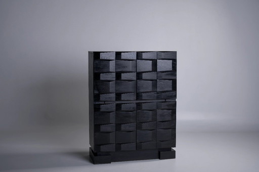 CREDENZA BELGA CON DESIGN TRIDIMENSIONALE ANNI '70