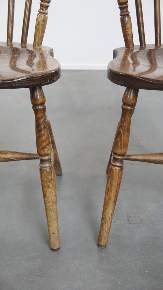 Image 1 of 6 x Antiker holländischer Holzbarhocker