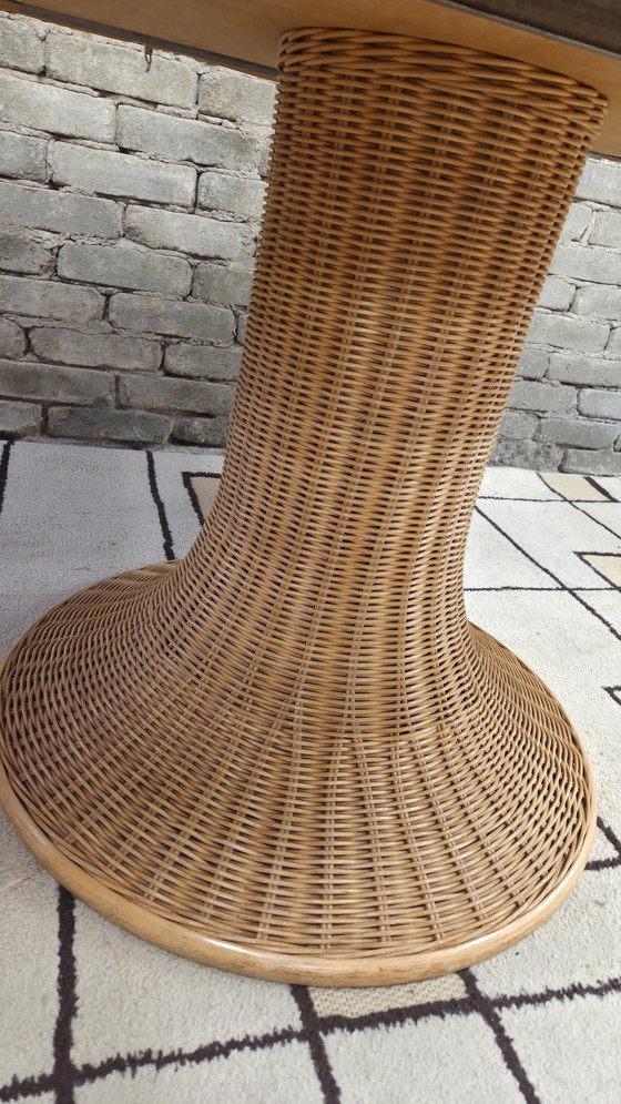 Image 1 of Mesa de comedor de madera y ratán, 1970