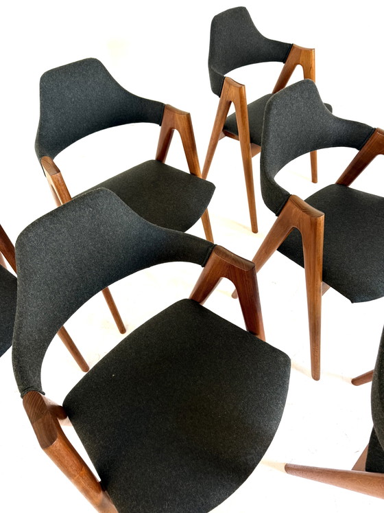 Image 1 of 6x chaise 'Compass' restaurée, Kai Kristiansen '60
