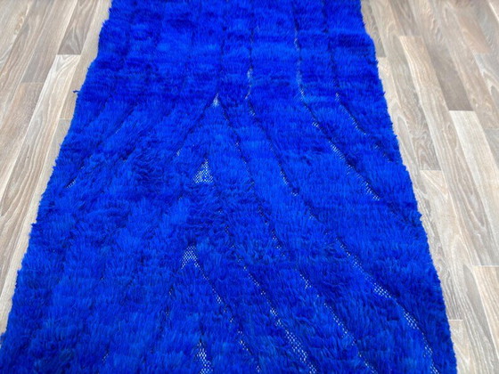 Traditioneller handgeknüpfter blauer Berberteppich 100/300 – Teppiche & Läufer, Wool (photo 8 of 10)