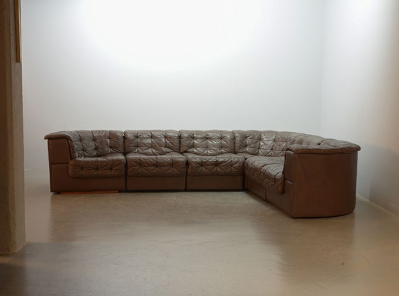 Image 1 of Excellent Mid-Century De Sede DS11 Patched Seal Brown Leather Modular Sofa, 6 Elements. Germany, 1970s.