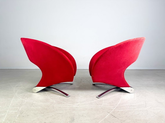 Image 1 of 2x Fauteuil Original Fora Form Loop Johan Verde en velours rouge