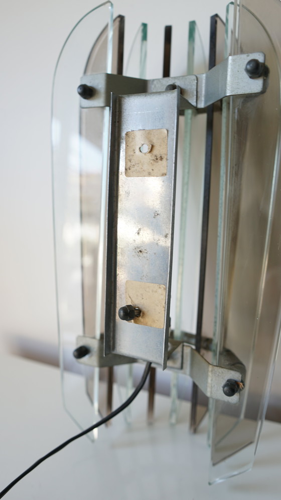 Image 1 of VECA Italian Wall Sconce for Fontana Arte - Chromed Steel and Crystal Glass - 1960s