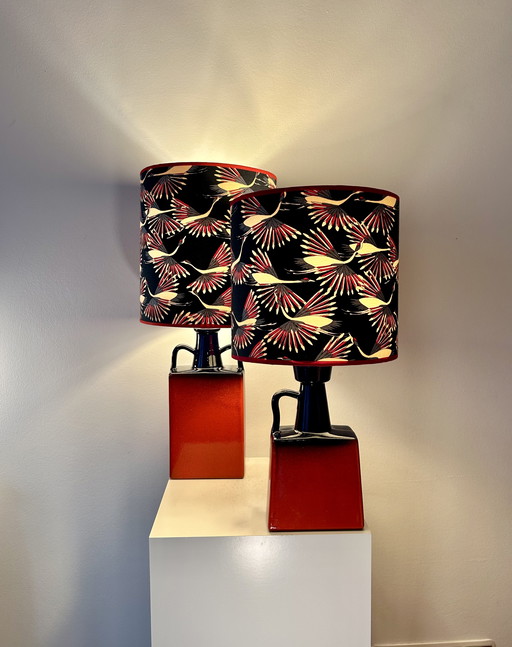 A pair of unique designer lamps by Walter Brecht - West German Pottery