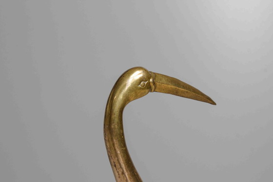 Image 1 of Brass decorative heron sculpture