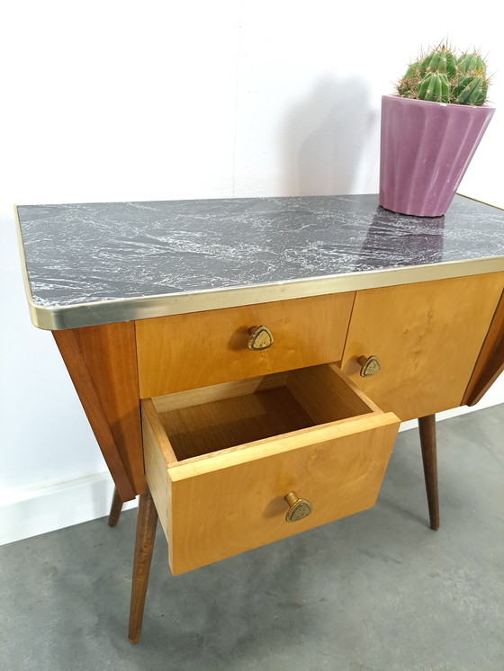 Image 1 of 1950s Cabinet With Drawers And Formica Top Vintage