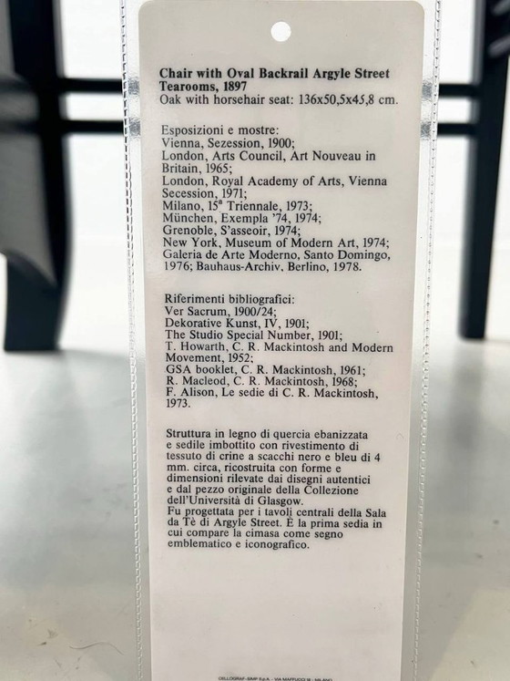 Image 1 of Chaise Argyle de Charles Rennie Mackintosh, issue de la collection I Maestri de Cassina, 1973