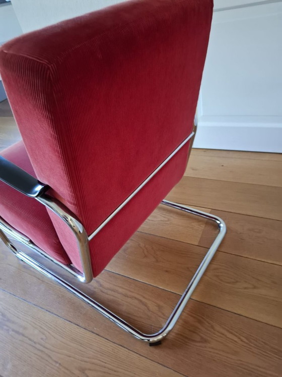 Image 1 of Dutch Originals Gispen 407 fauteuil rode ribstof