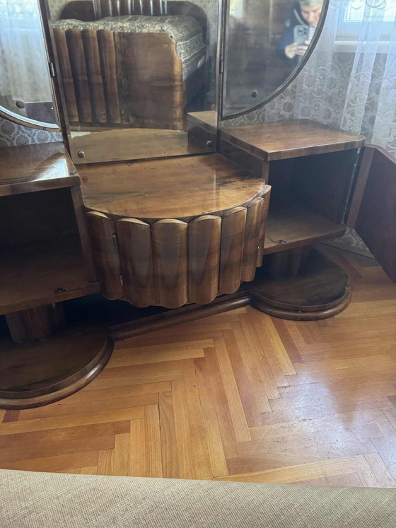 Art Deco Walnut Vanity Table with Triptych Mirror, 1930s – Dressing tables (photo 2 of 6)