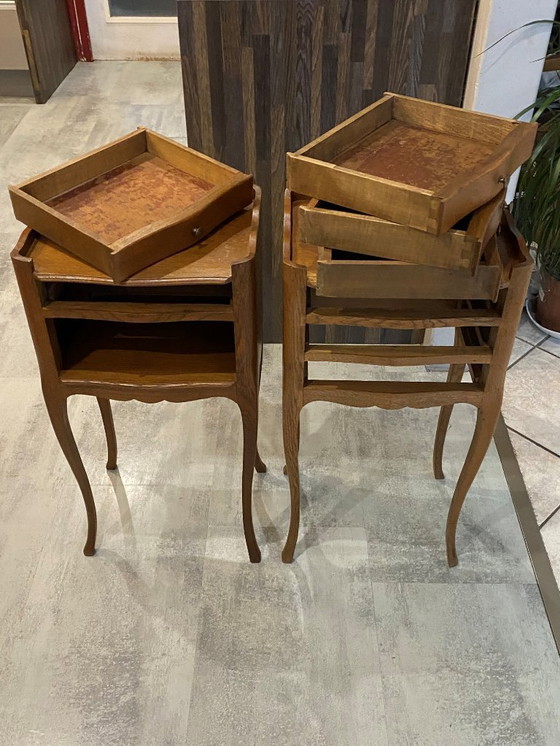 Image 1 of Paar nachtkastjes met lades en nis, Lodewijk XV-stijl