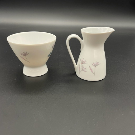 Rosenthal Form 2000 Blütenspiel – Milchkännchen & Zuckerschale – Raymond Loewy / Richard Latham – 50er Jahre