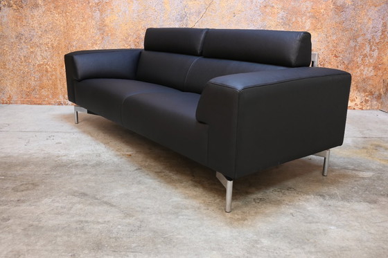 Image 1 of Refurbished exclusieve zwarte leren Leolux Howlo design bank