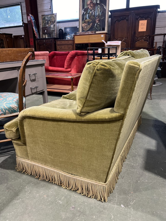 Image 1 of Vintage toad sofa in khaki green velvet